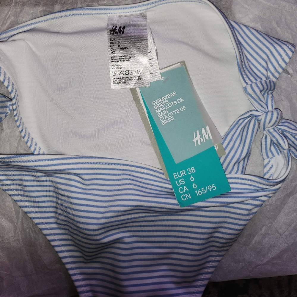 H&M Light Blue Striped Bikini Bottom - Picture 3 of 4